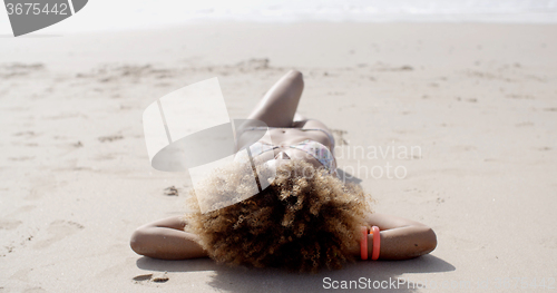 Image of Young Fashion Woman Relax On The Beach
