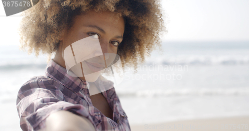 Image of Portrait Of Young Black Woman Near The Sea.