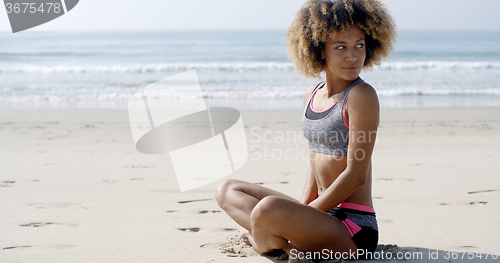 Image of Young Sporty Girl On The Beach