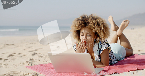 Image of Girl Chatting Outdoor