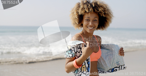 Image of Positive Young Woman On The Beach