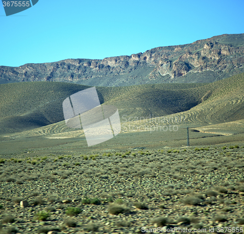 Image of valley hill   in   africa morocco the atlas dry mountain ground 