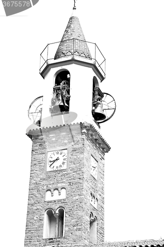 Image of  building  clock tower in italy europe old  stone and bell