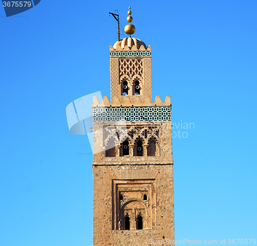 Image of history in maroc africa  minaret religion and the blue     sky