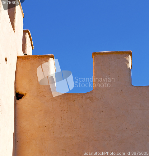 Image of brown     old ruin in     construction  africa   morocco and sky