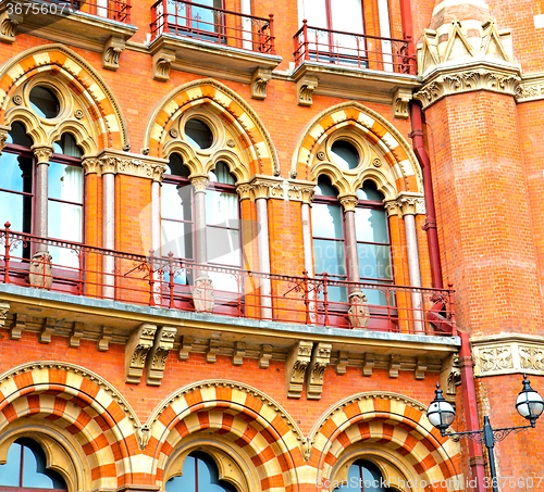 Image of old architecture in london england windows and brick exterior wa