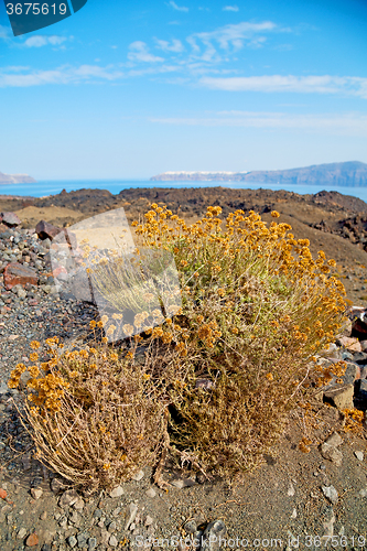 Image of volcanic  in europe santorini greece sky and  sea