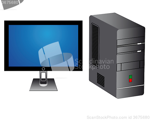 Image of monitor and computer tower