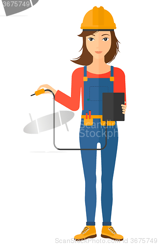 Image of Electrician with electrical equipment.