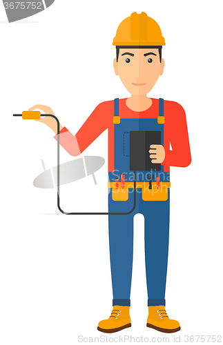 Image of Electrician with electrical equipment.