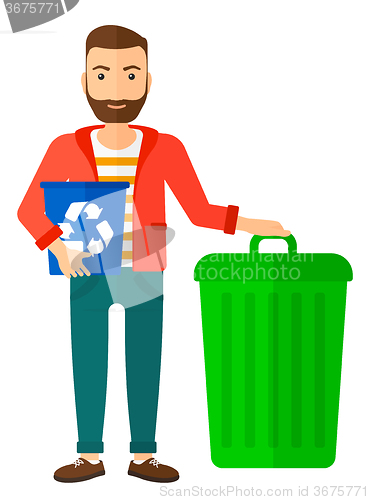 Image of Man with recycle bins.