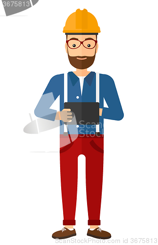 Image of Man holding tablet.