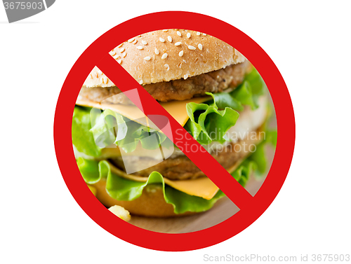 Image of close up of hamburger behind no symbol