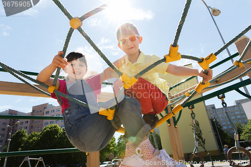 Image of group of happy kids on children playground