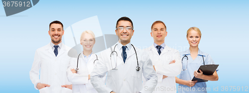 Image of group of doctors with clipboard and stethoscopes