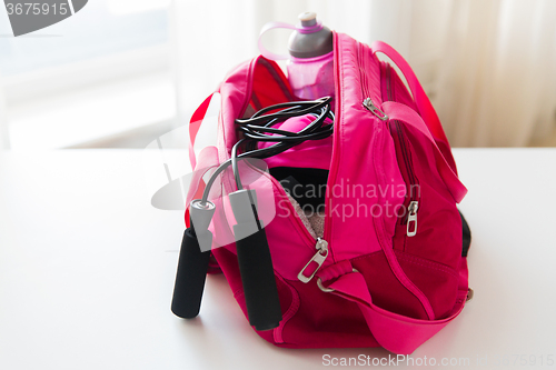 Image of close up of female sports stuff in bag