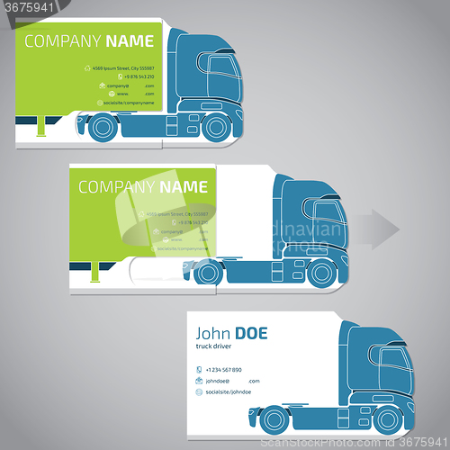 Image of Two piece business card with truck and trailer