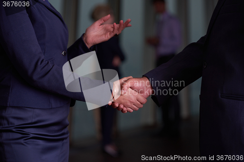 Image of handshake of business woman and man