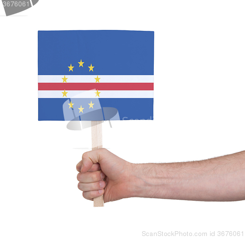 Image of Hand holding small card - Flag of Cape Verde