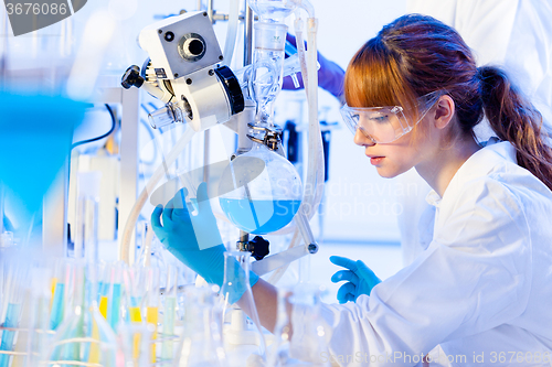 Image of Young chemist in the laboratory.