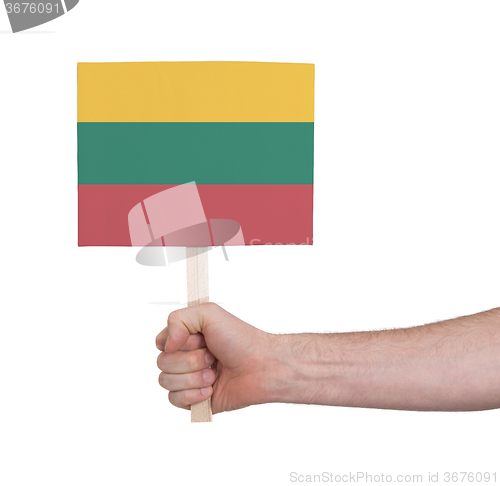 Image of Hand holding small card - Flag of Lithuania