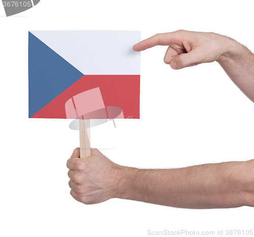 Image of Hand holding small card - Flag of Czech Republic