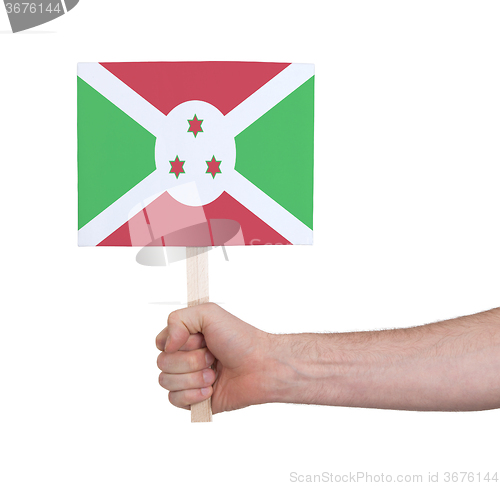 Image of Hand holding small card - Flag of Burundi