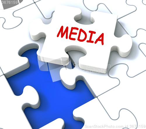 Image of Media Jigsaw Shows News Multimedia Newspapers Radio Or Tv