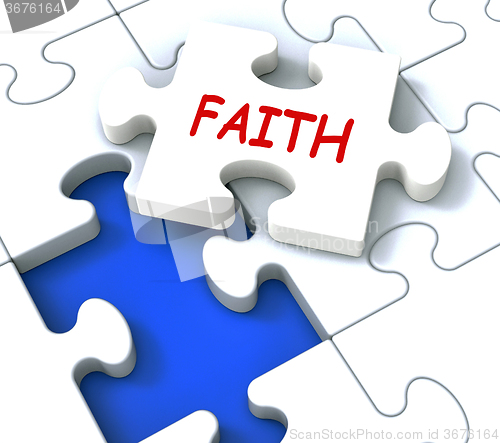 Image of Faith Jigsaw Showing Religious Spiritual Belief Or Trust