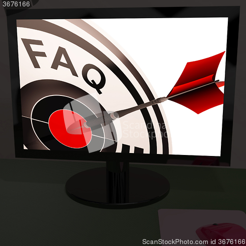 Image of FAQ Aim On Monitor Showing Customer Service