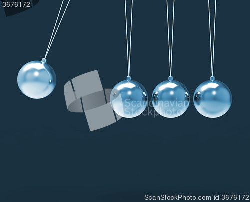 Image of Four Silver Newtons Cradle Shows Blank Spheres Copyspace For 4 L