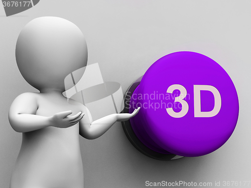 Image of 3d Button Means Three Dimensional Object Or Image