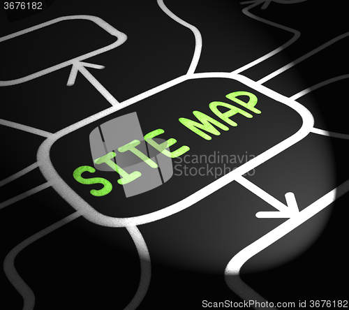 Image of Site Map Arrows Means Navigating Around Website