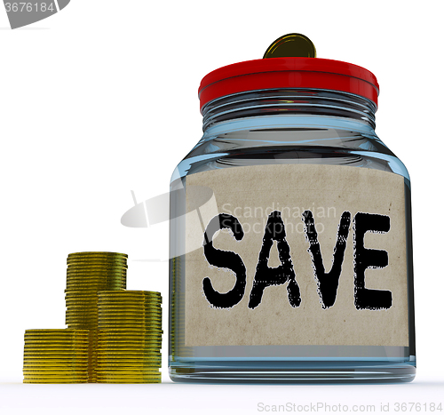 Image of Save Jar Shows Save Or Set Aside Money And Finances