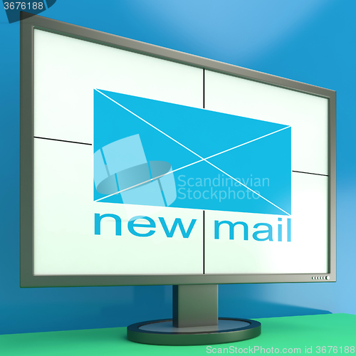 Image of New Mail Envelope On Monitor Showing Received Mails