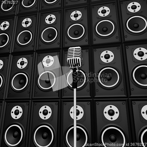 Image of Microphone And Loud Speakers Shows Music Industry Performing Or 