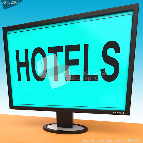 Image of Hotel Monitor Shows Motel Hotels And Room