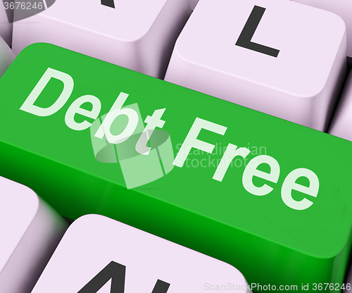 Image of Debt Free Key Means Financial Freedom\r