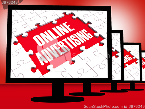 Image of Online Advertising On Monitors Showing Marketing Strategies