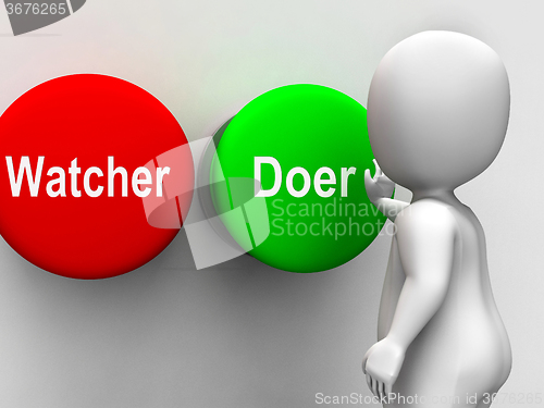 Image of Watcher Doer Buttons Means Active Inactive Personality Type