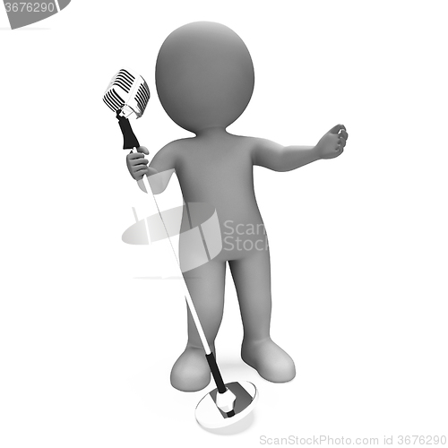 Image of Singer Shows Performance Music Or Karaoke Microphone Concert