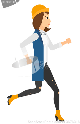 Image of Happy woman jogging.