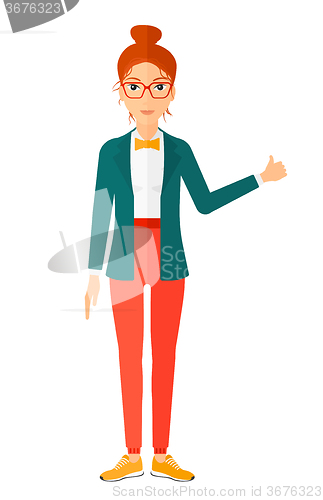 Image of Woman showing thumbs up.