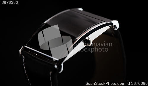 Image of close up of black smart watch