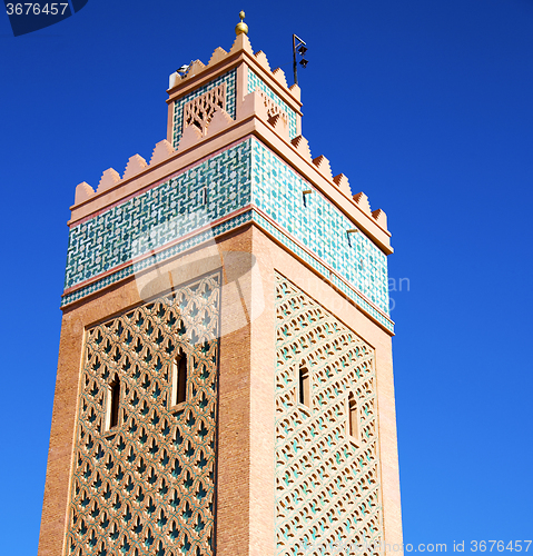 Image of in maroc africa minaret and the blue    sky