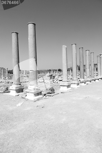 Image of perge old construction in asia turkey the column  and the roman 