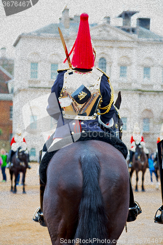 Image of in london england horse and cavalry for    the queen