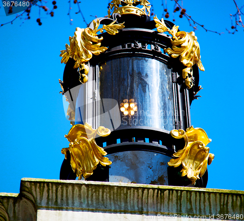 Image of historic   marble and statue in old city of london england