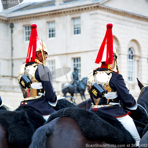 Image of in london england horse and cavalry for    the queen