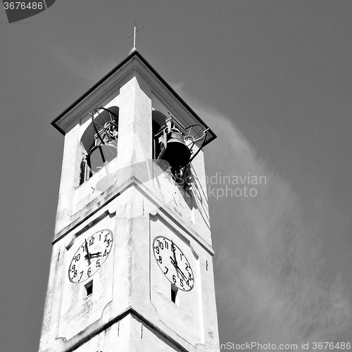 Image of monument  clock tower in italy europe old  stone and bell